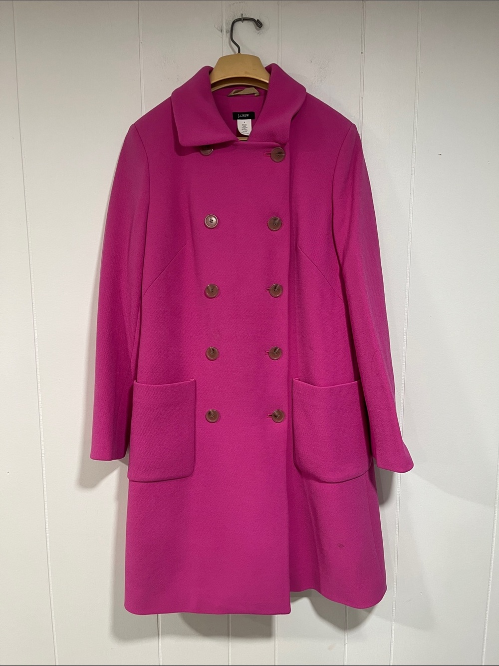 J. Crew Double-Breasted Hot Pink Pea Coat 8